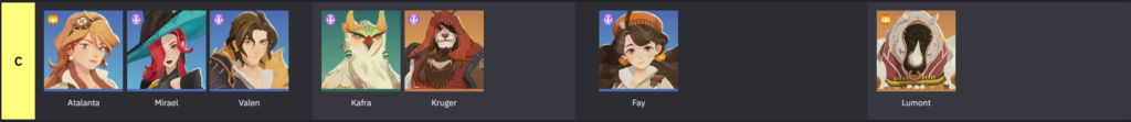 PVP 티어 리스트C