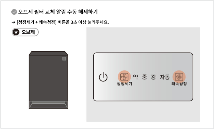 필터를 교체 했는데 교체 램프가 꺼지지 않는 경우