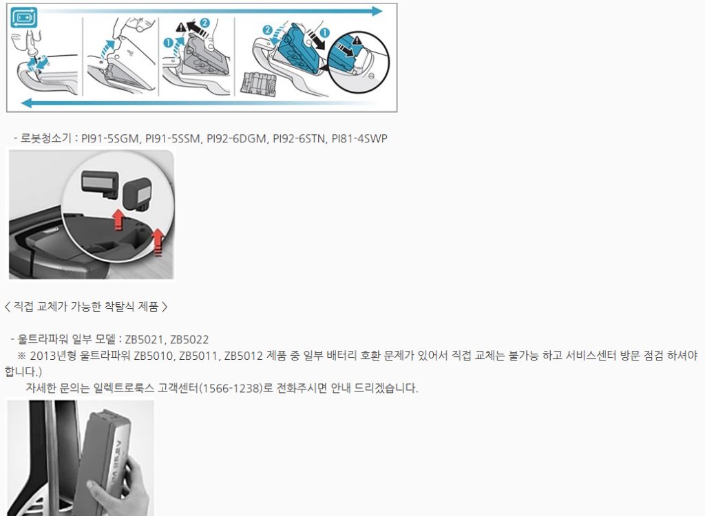 일렉트로룩스 무선청소기 배터리 직접 교체 할 수 있는 모델 확인 및 AS서비스센터 안내 까지 총정리