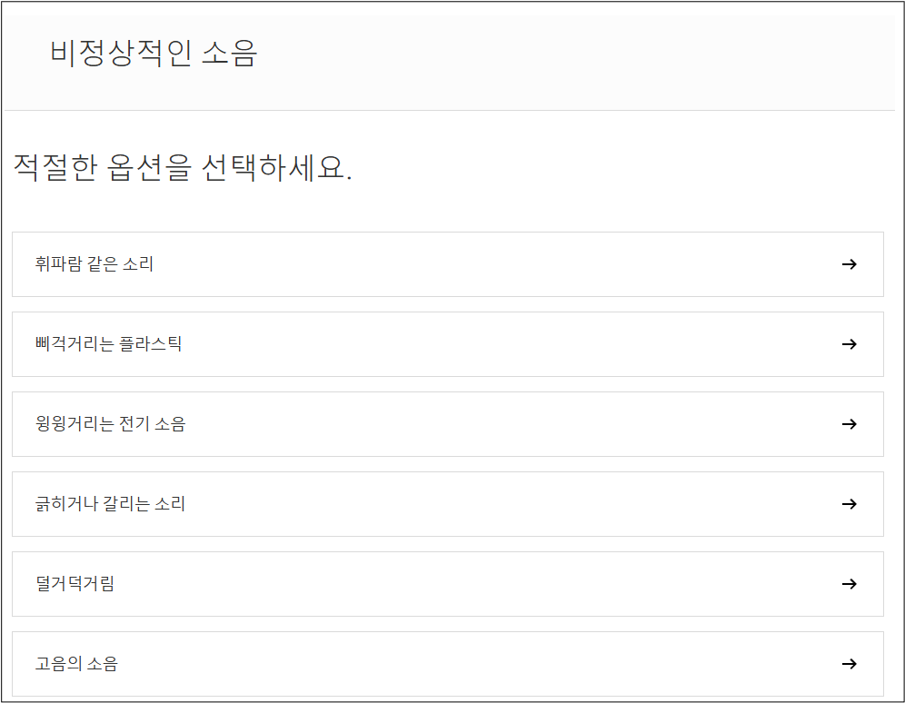 비정상적인 소음
