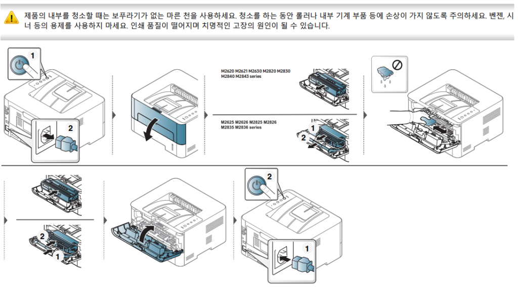 삼성 SL-M2843DW 프린터 인쇄가 흐릿하게 나와요 원인 및 조치방법 부터 고객센터 안내까지