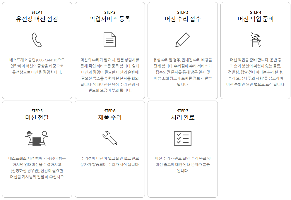 네스프레소 버츄오 보증기간 및 고객센터 AS서비스 예약 안내
