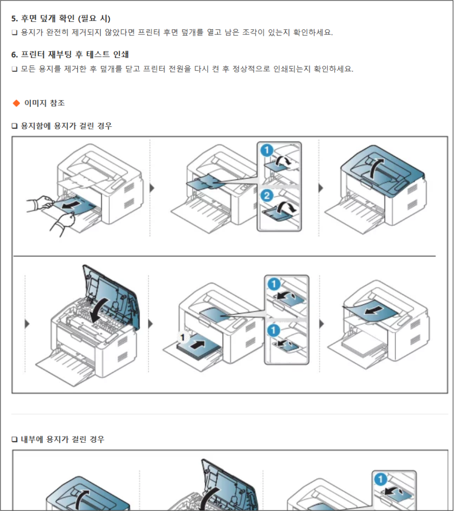 SL-M2035 용지 급지 문제 조치방법 상세 가이드