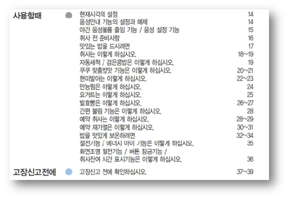 매뉴얼에서 확인할 수 있는 주요 내용