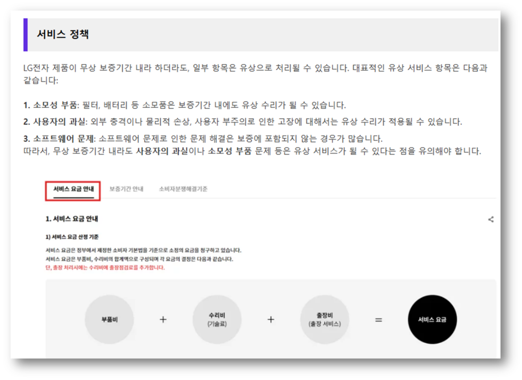LG 보증기간 및 고객센터 안내