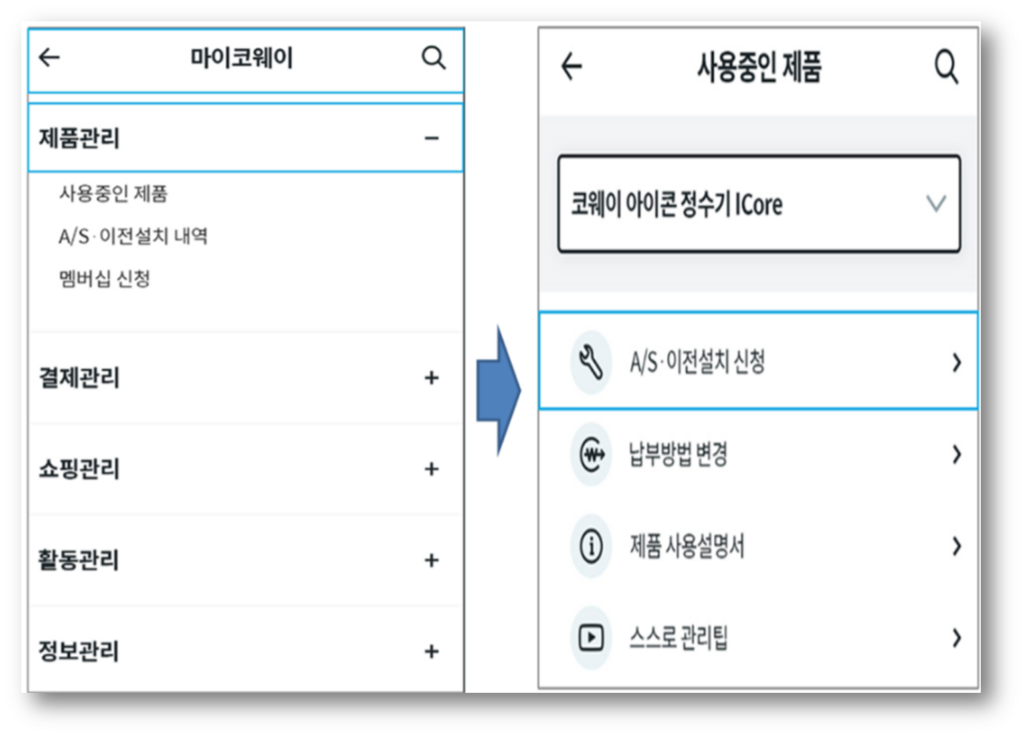 ▣ 마이코웨이에서 신청하는 방법